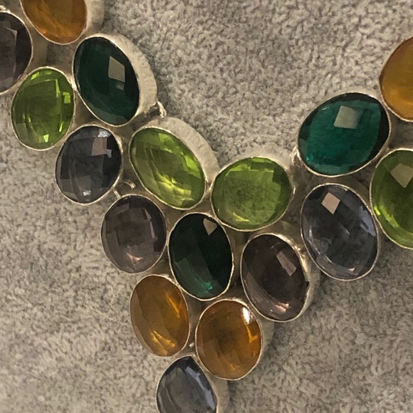 18” Sterling Silver Multi Gemstone Necklace - Picture 3 of 3